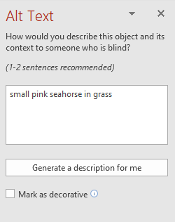 MS PowerPoint Alt Text field.