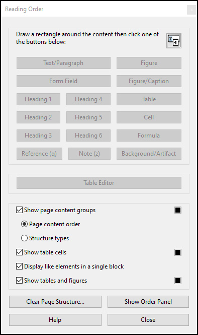 Reading Order tool from Acrobat Pro