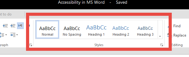 MS Word styles pane