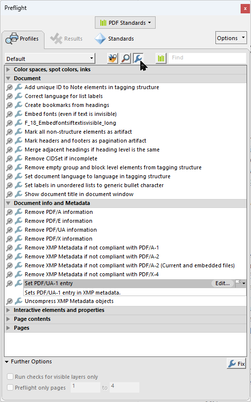 Preflight Panel in Acrobat