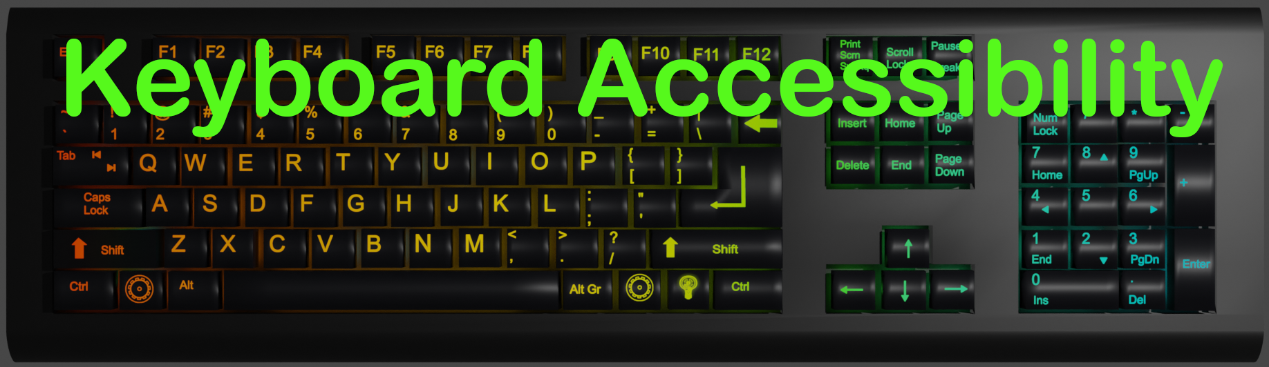 Keyboard Accessibility floating over a picture of a QWERTY keyboard