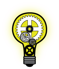IDWERKZ logo - lightbulb with gears inside.